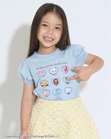 Lycee mine 【ギャビーズドールハウス】【ソフトコットン】パフスリーブプリントTシャツ ナルミヤオンライン トップス カットソー・Tシャツ ピンク ブルー ホワイト