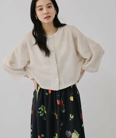 QUEENS COURT ラメッシュノーカラージャケット クイーンズコート ジャケット・アウター テーラードジャケット・ブレザー ホワイト ベージュ【送料無料】