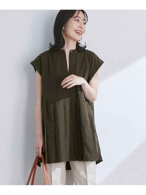 Vis きちんと感溢れる 切り替えプリーツフレンチスリーブ前開きシャツ Rakuten Fashion 楽天ファッション 旧楽天ブランドアベニュー Df2985