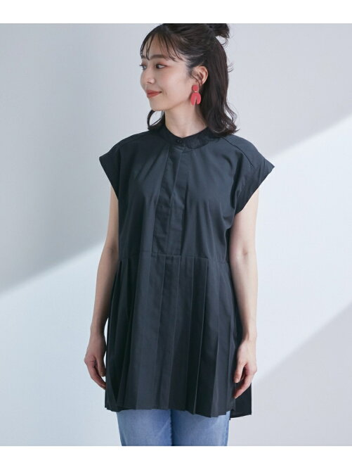 Vis きちんと感溢れる 切り替えプリーツフレンチスリーブ前開きシャツ Rakuten Fashion 楽天ファッション 旧楽天ブランドアベニュー Df2985