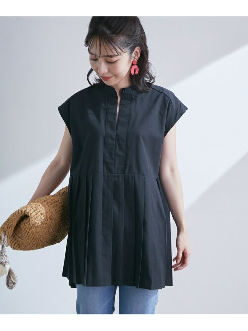 Vis きちんと感溢れる 切り替えプリーツフレンチスリーブ前開きシャツ Rakuten Fashion 楽天ファッション 旧楽天ブランドアベニュー Df2985
