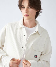 【SALE／40%OFF】TOMMY JEANS (M)TOMMY HILFIGER(トミーヒルフィガー) チャンキーコーデュロイオーバーシャツ トミーヒルフィガー ジャケット・アウター その他のジャケット・アウター ブラック ホワイト【送料無料】