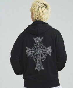 GALLIS ADDICTION GA STONE-CROSS ZIP HOODIE(MENS) �W���b�N���[�Y �g�b�v�X �X�E�F�b�g�E�g���[�i�[ �u���b�N �O���[�y���������z