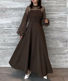 【SALE／23%OFF】JUNOAH チュールボレロ+キャミワンピースセット ジュノア ワンピース・ドレス ワンピース グレー ブラウン ピンク ベージュ ブラック ホワイト ブルー グリーン【送料無料】