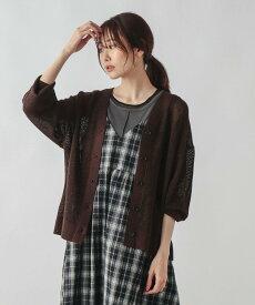 【SALE／50%OFF】GLOBAL WORK 洗えるドライメッシュラメカーディガン/638294 グローバルワーク トップス カーディガン グリーン ブラウン ブラック ホワイト
