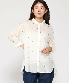【SALE／20%OFF】cloudnine cloudnine/【2026 新作】ドット柄コットンチュニック 前開き8分袖 ナチュラル軽やか羽織りブラウス クラウドナイン ワンピース・ドレス チュニック ブラック グリーン ホワイト