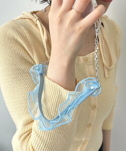 【SALE/40%OFF】WEGO LADY'S フリルチェーンハンドストラップ ウィゴー スマホグッズ・オーディオ機器 スマホ・タブレット・PCケース/カバー ホワイト ピンク ブルー ブラック