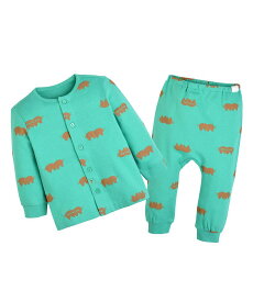 【SALE／20%OFF】moimoln 【ルームウェア】Wキャット長袖トップス&パンツ モイモルン インナー・ルームウェア その他のインナー・ルームウェア イエロー グリーン ピンク