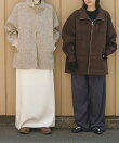 【定番】ヘリンボンツイードボンディングコーディガン