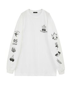 Candy Stripper OLD SCHOOL TATTOOS L/S TEE キャンディストリッパー トップス カットソー・Tシャツ ホワイト ブラック【送料無料】