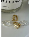 スクエアジルコンモチーフキャッチレスピアス