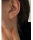 スクエアジルコンモチーフキャッチレスピアス