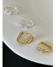 スクエアジルコンモチーフキャッチレスピアス