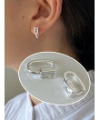 スクエアジルコンモチーフキャッチレスピアス