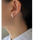 スクエアジルコンモチーフキャッチレスピアス