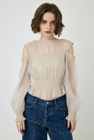 MOUSSY SHEER GATHER ブラウス マウジー トップス シャツ・ブラウス ブラック ブラウン ホワイト【送料無料】