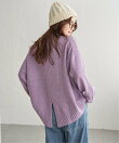 透かし柄バックスリットニット