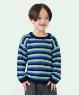 BEAMS mini 透かし編み ボーダー ニット2026FW(90~140cm) ニット 通学 公園 ビームス ミニ トップス ニッ…
