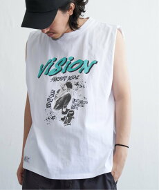 【SALE／20%OFF】VENCE share style VISION STREET WEAR ヴィジョンストリートウェア ラクガキフォトノースリーブT ヴァンス エクスチェンジ トップス カットソー・Tシャツ グレー ホワイト