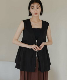 【SALE／26%OFF】LOWRYS FARM ナイロンギャザーベスト ローリーズファーム トップス ベスト・ジレ ブラウン ブラック カーキグリーン【送料無料】