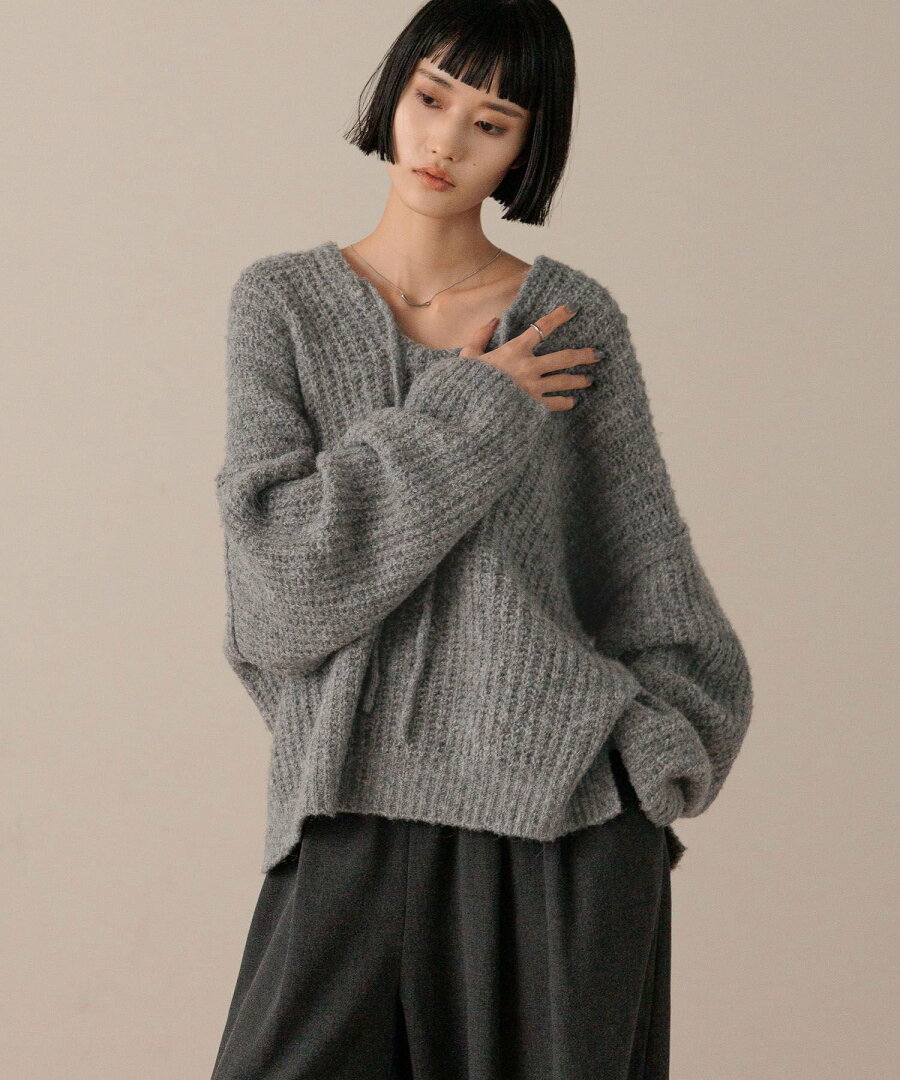 【SALE/20%OFF】LOWRYS FARM メランジフードニットプルオーバー ローリーズファーム トップス ニット グレー ホワイト パープル【送料無料】 - メイン画像 14