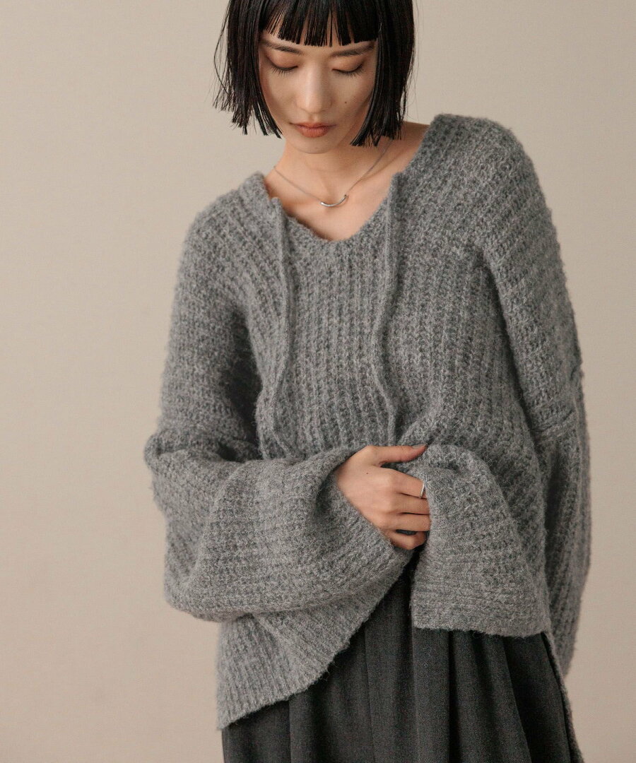 【SALE/20%OFF】LOWRYS FARM メランジフードニットプルオーバー ローリーズファーム トップス ニット グレー ホワイト パープル【送料無料】 - メイン画像 16