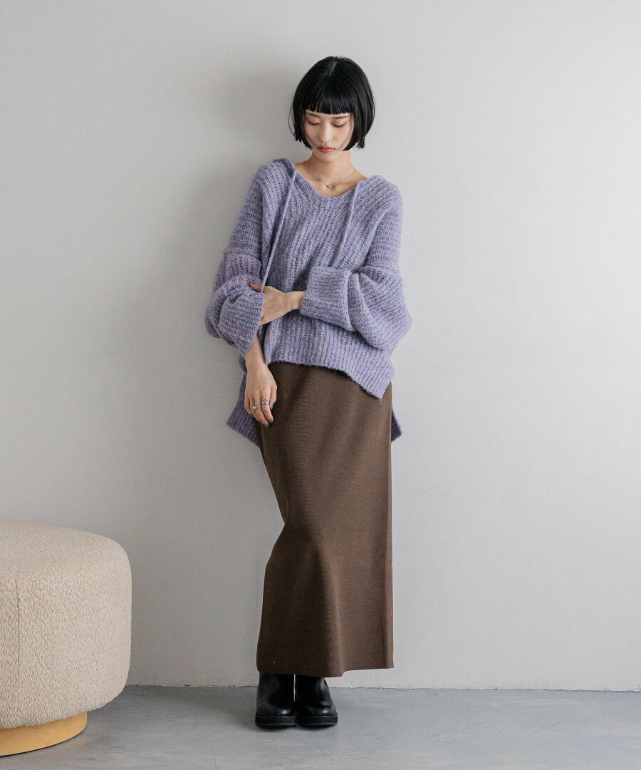 【SALE/20%OFF】LOWRYS FARM メランジフードニットプルオーバー ローリーズファーム トップス ニット グレー ホワイト パープル【送料無料】 - メイン画像 18