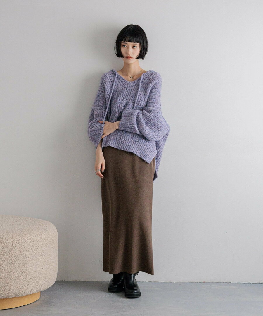 【SALE/20%OFF】LOWRYS FARM メランジフードニットプルオーバー ローリーズファーム トップス ニット グレー ホワイト パープル【送料無料】 - メイン画像 19