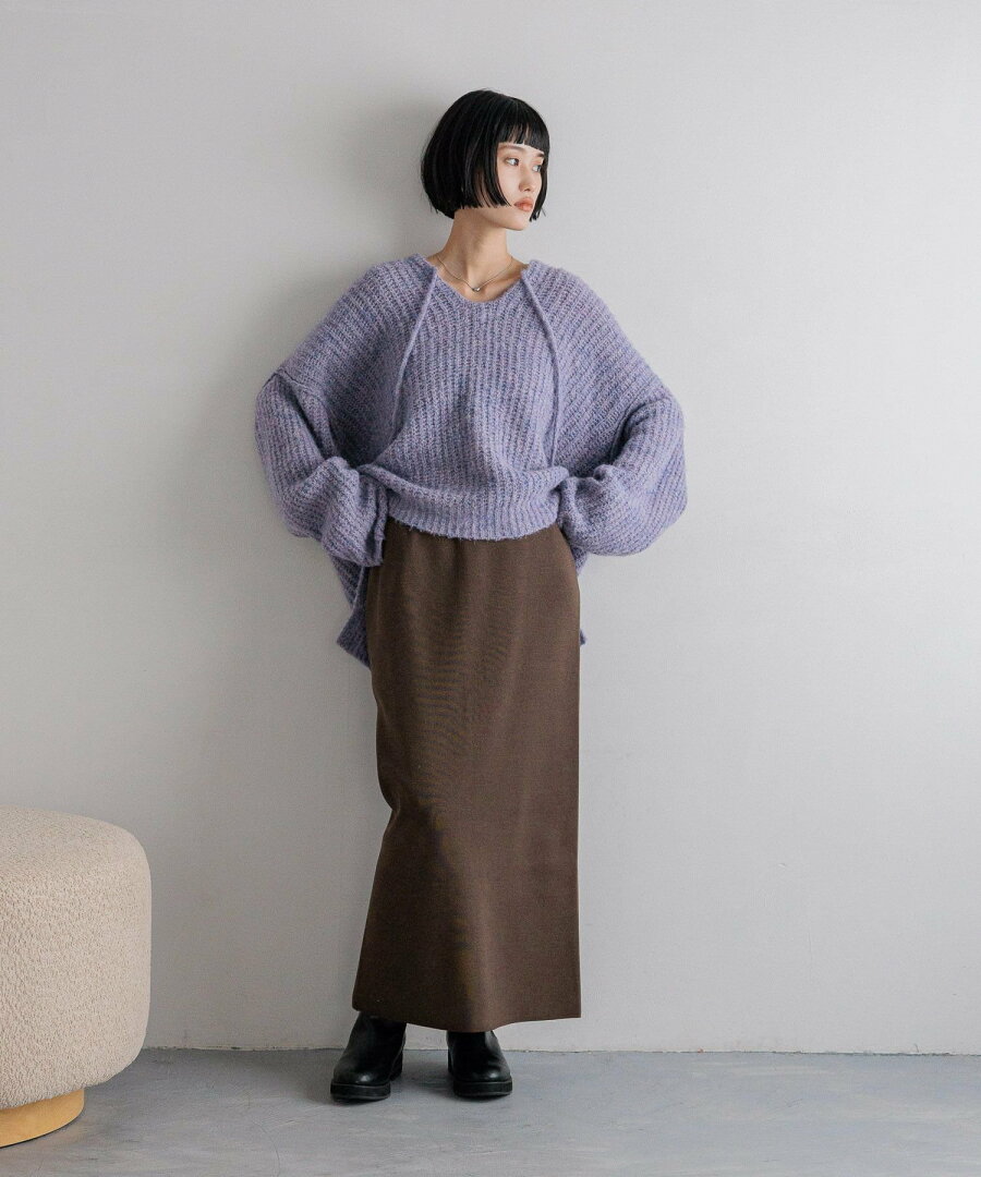 【SALE/20%OFF】LOWRYS FARM メランジフードニットプルオーバー ローリーズファーム トップス ニット グレー ホワイト パープル【送料無料】 - メイン画像 20