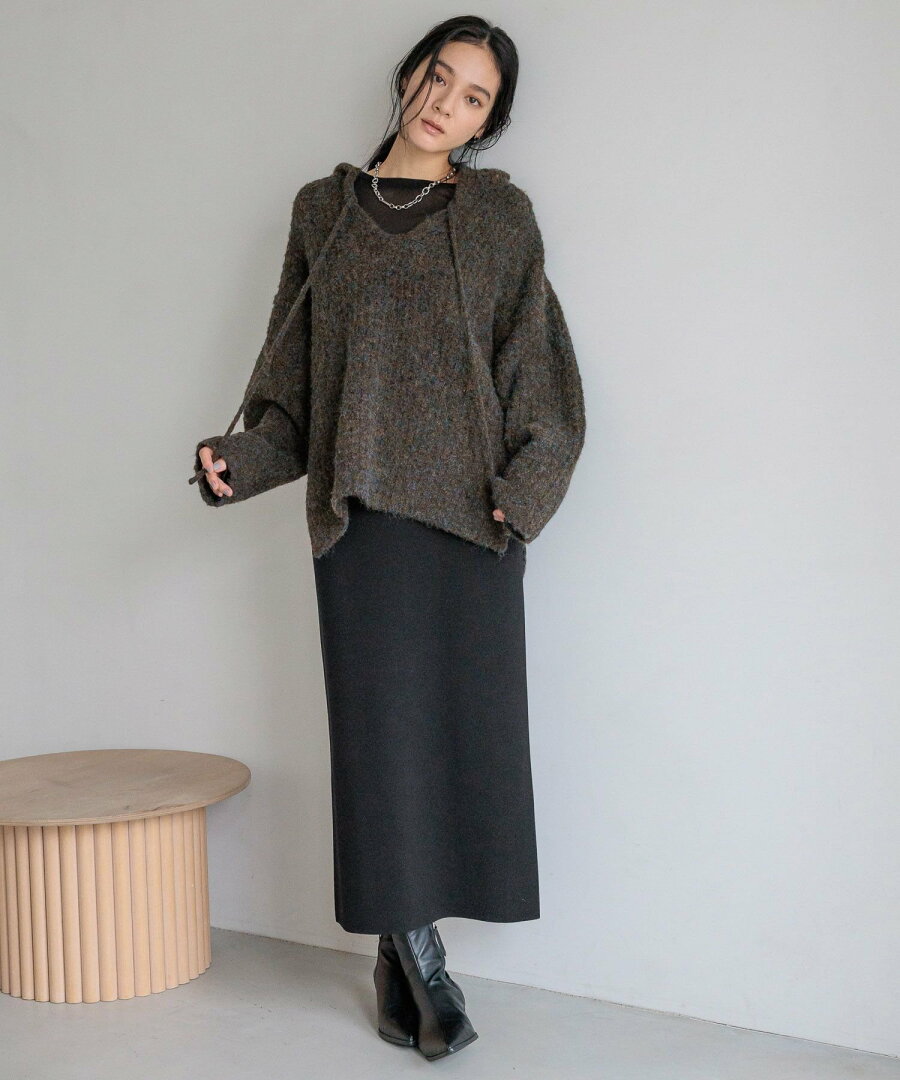 【SALE/20%OFF】LOWRYS FARM メランジフードニットプルオーバー ローリーズファーム トップス ニット グレー ホワイト パープル【送料無料】 - メイン画像 5