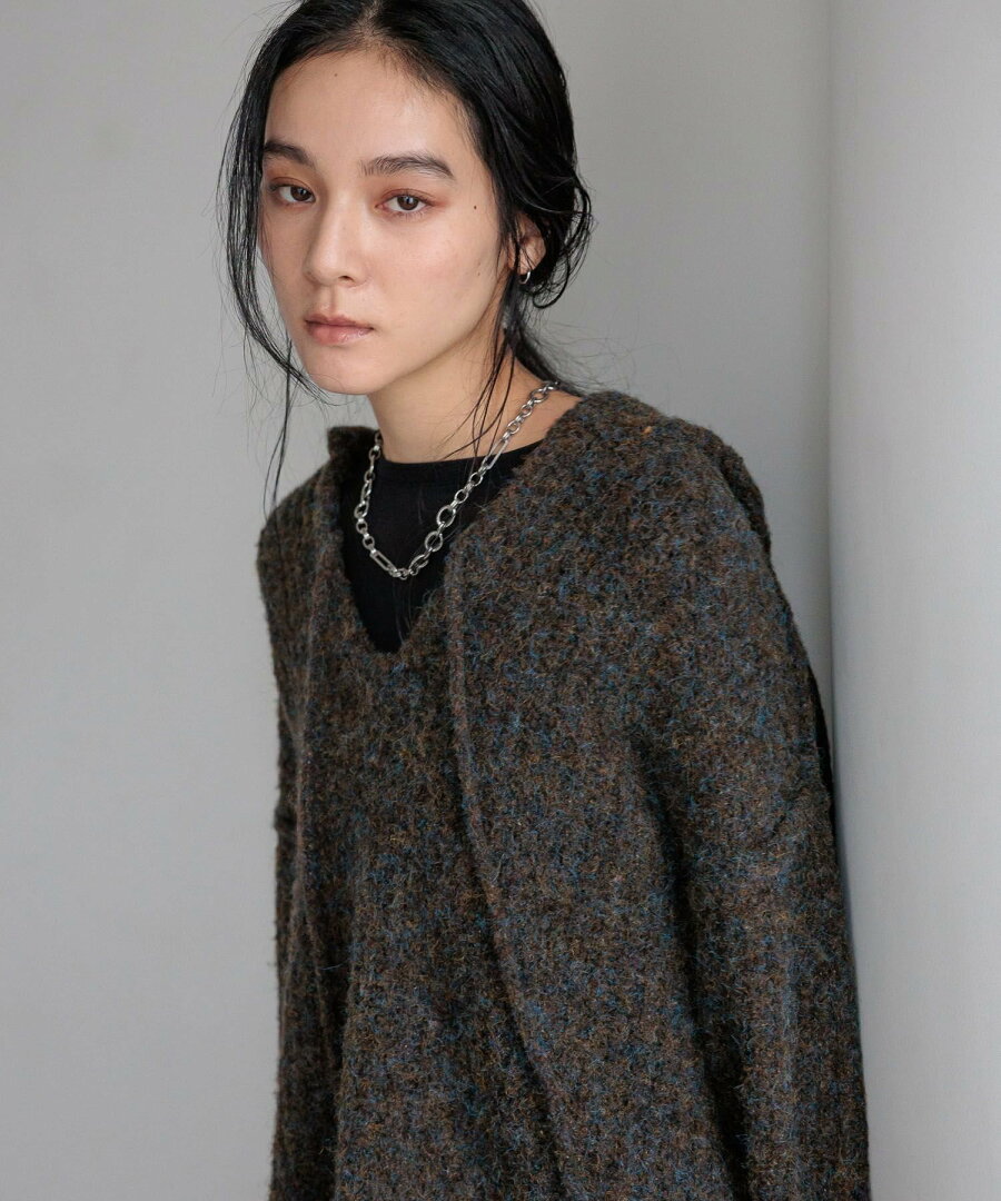 【SALE/20%OFF】LOWRYS FARM メランジフードニットプルオーバー ローリーズファーム トップス ニット グレー ホワイト パープル【送料無料】 - メイン画像 9