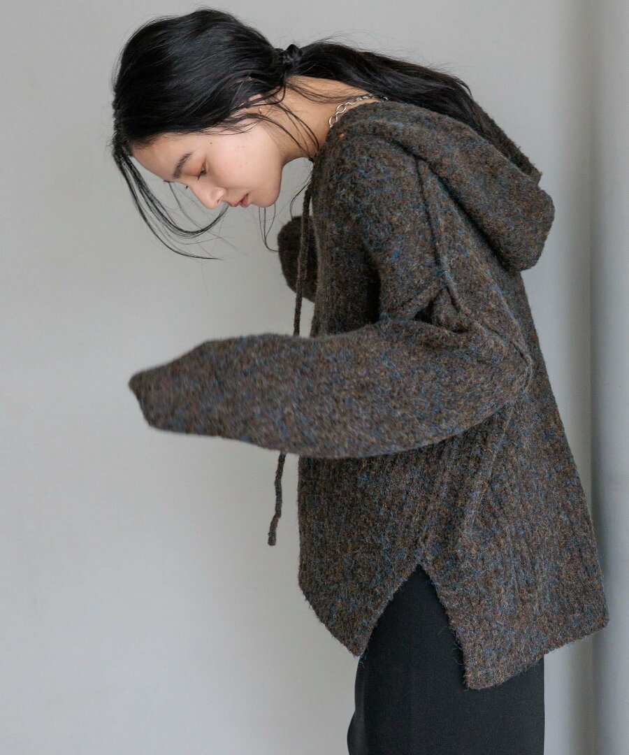 【SALE/20%OFF】LOWRYS FARM メランジフードニットプルオーバー ローリーズファーム トップス ニット グレー ホワイト パープル【送料無料】 - メイン画像 10