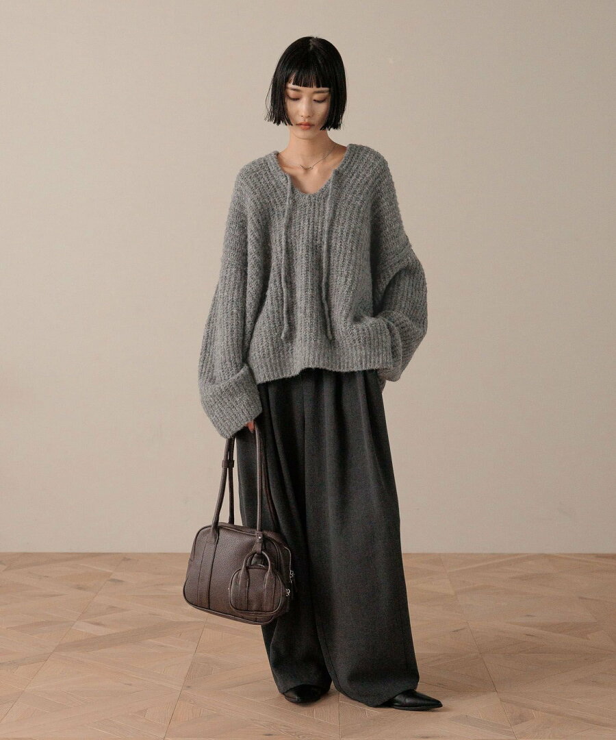 【SALE/20%OFF】LOWRYS FARM メランジフードニットプルオーバー ローリーズファーム トップス ニット グレー ホワイト パープル【送料無料】 - メイン画像 11