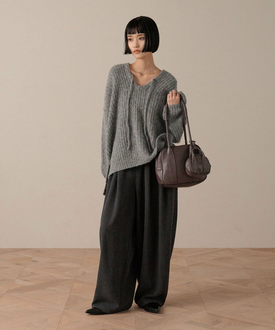 【SALE/20%OFF】LOWRYS FARM メランジフードニットプルオーバー ローリーズファーム トップス ニット グレー ホワイト パープル【送料無料】 - メイン画像 12