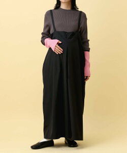 LEPSIM 【産前・産後対応】マタニティ/サス付きタックサロペ レプシィム マタニティウェア・ベビー用品 マタニティトップス ブラック ブラウン【送料無料】