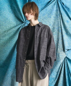 MAISON SPECIAL Prime-Over Maxi Regular Collar Shirts Coat ���]���X�y�V���� �g�b�v�X �V���c�E�u���E�X �O���[�� �O���[ �u���b�N �u���E���y���������z