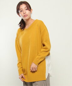 【SALE／20%OFF】ikka 前後2WAY切り替えニットチュニック イッカ トップス ニット イエロー ホワイト グレー ブラック