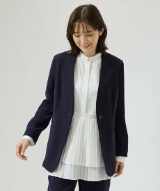 【SALE／30%OFF】CAST: 【NAVY】【洗えるセットアップ】ノーカラージャケット キャスト コロン ジャケット・アウター ノーカラージャケット ネイビー ブラック【送料無料】