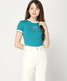 【SALE／50%OFF】GUESS (W)Signature Crop Tee ゲス トップス カットソー・Tシャツ ベージュ ネイビー ピンク グリーン