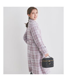 【SALE／74%OFF】LAISSE PASSE 【尾州織】チェックツイードステンカラーコート レッセパッセ ジャケット・アウター その他のジャケット・アウター パープル ホワイト【送料無料】