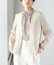 【SALE／50%OFF】SHIPS WOMEN 《予約》＜接触冷感/手洗い可能＞トリアセテート混 ノーラペル ジャケット(セットアップ対応)◆ シップス スーツ・フォーマル スーツジャケット ネイビー グレー ベージュ【送料無料】
