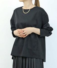 Gauze# ガーゼ フリルポケットプルオーバー ブルーコムブルー トップス カットソー・Tシャツ ブラック【送料無料】