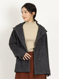 【SALE／44%OFF】m.f.editorial ウール混カルゼ スタンドショートコート タカキュー ジャケット・アウター ピーコート グレー【送料無料】