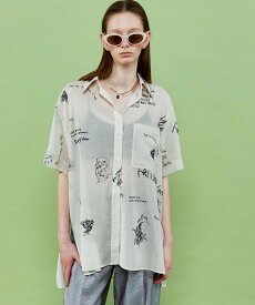 MAISON SPECIAL Drawing Print Shirt メゾンスペシャル トップス カットソー・Tシャツ ブラック ホワイト【送料無料】