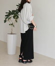 カットジョーゼットインゴムタイトスカート