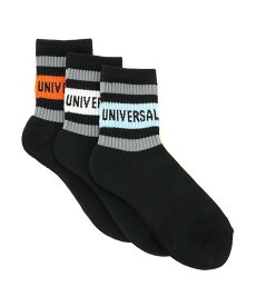 UNIVERSAL OVERALL (U)UNIVERSAL OVERALL/UNIVERSAL OVERALL 3P ロークルーリラインソックス BLK ジャックローズ 靴下・レッグウェア 靴下 ブラック