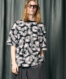 MAISON SPECIAL Leopard Back Cut Jacquard Prime-Over Crew Neck T-shirt メゾンスペシャル トップス カットソー・Tシャツ ブラック ブルー ブラウン【送料無料】