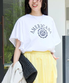 MICA&DEAL 【AMERICANA*MICA&DEAL】ロゴフリルT-shirt マイカアンドディール トップス カットソー・Tシャツ ホワイト【送料無料】