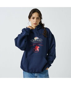 ABAHOUSE LASTWORD 【FRUIT OF THE LOOM】FTL*EVA ロゴプリントフーディー / アバハウス トップス パーカー・フーディー ブラック ネイビー【送料無料】