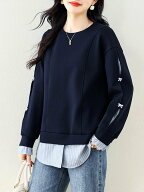 Doux Belle リボン付き袖ラインレイヤード風スウェット レディース トップス ドゥー・ベル トップス カッ…